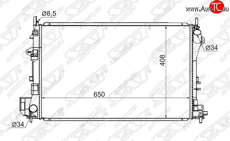 7 599 р. Радиатор двигателя (пластинчатый, 1.6/1.8, МКПП) SAT Opel Vectra C седан дорестайлинг (2002-2005)  с доставкой в г. Тольятти