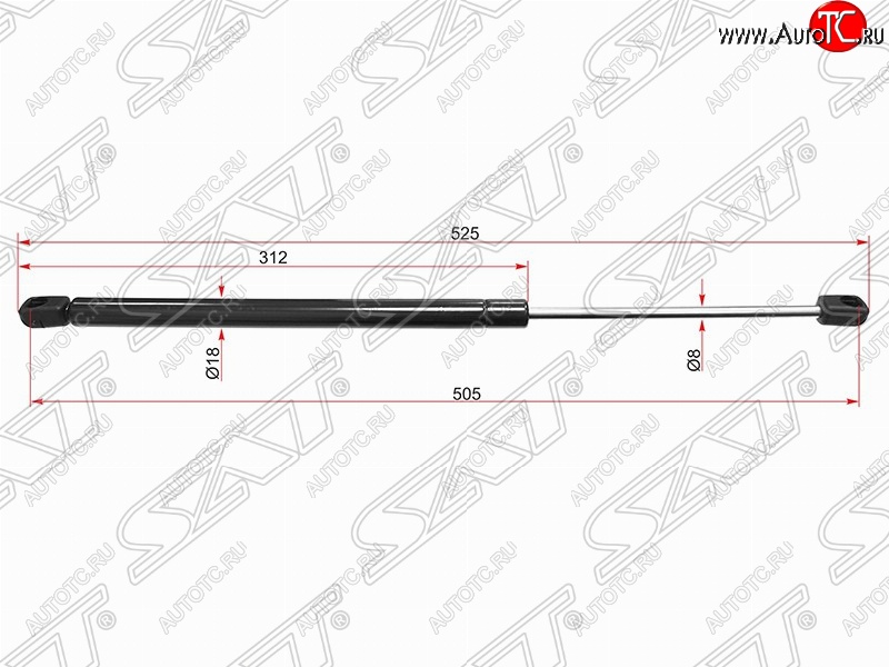 519 р. Газовый упор крышки багажника SAT Peugeot 407 универсал (2004-2011)  с доставкой в г. Тольятти