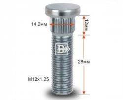 Забивная шпилька 28 мм ступицы Вектор M12x1.25x28 Лада 2101 (1970-1988) 