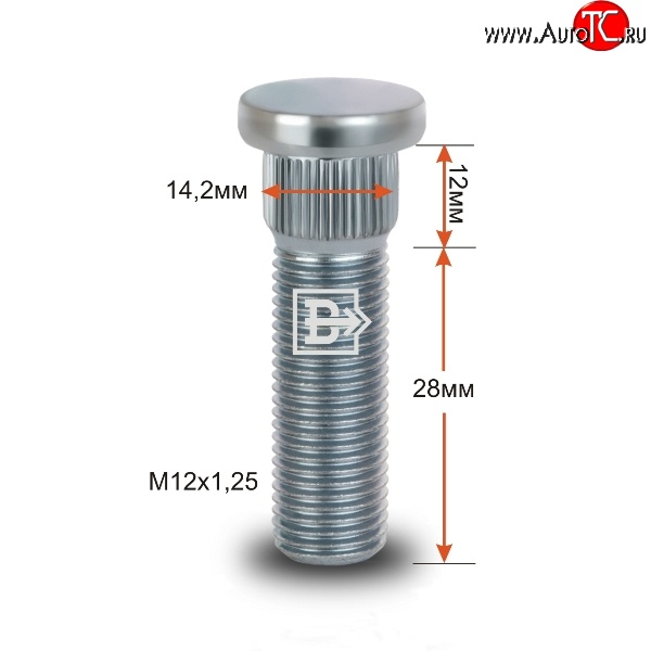 188 р. Забивная шпилька 28 мм ступицы Вектор M12x1.25x28 Nissan Navara 1 D21 дорестайлинг (1992-1997)