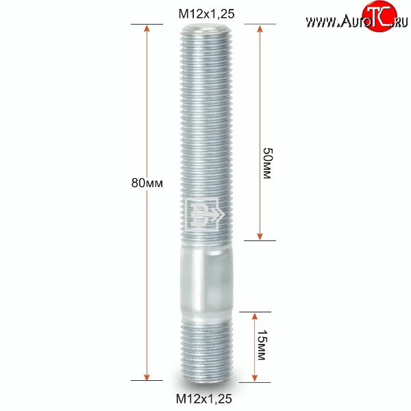 79 р. Резьбовая шпилька 80 мм ступицы Вектор M12 1.25 80 Dong Feng DFSK ix5 (2018-2025)