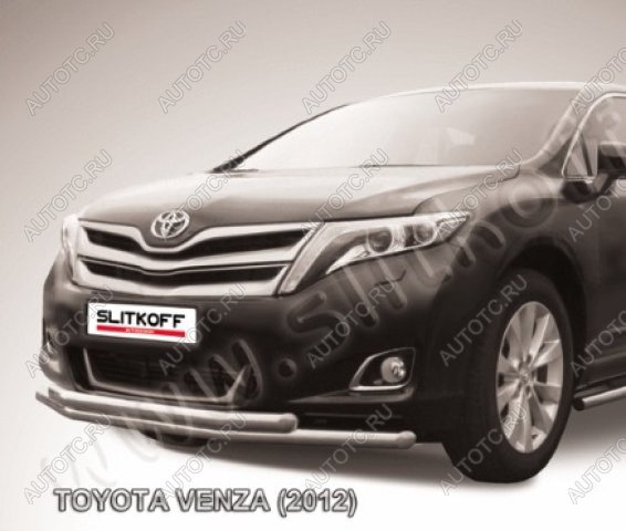 15 799 р. Двойная защита переднего бампера d57 мм Slitkoff Toyota Venza GV10 рестайлинг (2012-2016) (нержавейка полированная)  с доставкой в г. Тольятти