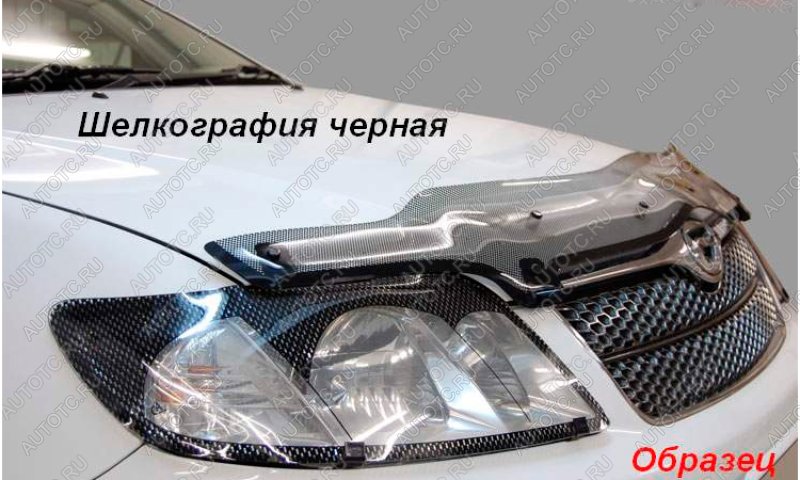 2 199 р. Дефлектор капота CA-Plastiс  Mitsubishi Lancer  10 CY (2007-2010) седан дорестайлинг, хэтчбэк дорестайлинг (серия Шелкография черная)  с доставкой в г. Тольятти