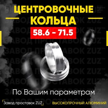 Алюминиевое центровочное кольцо (4 шт) ЗУЗ 58.6 x 71.5 Лада Гранта Спорт 2190 дорестайлинг (2013-2018) 