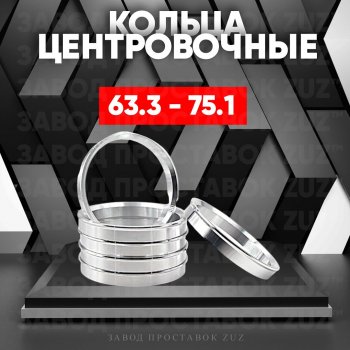 Алюминиевое центровочное кольцо (4 шт) ЗУЗ 63.3 x 75.1 Changan CS35 Plus, Eado, Eado DT, Eado Plus, Ford C-max (Mk1,  Mk2), Explorer (U502), Fiesta (5,  6), Focus (1,  2,  3), Freestyle, Fusion (1,  2), Galaxy (2), Ka (3), Ka+ (дорестайлинг), Kuga (1,  2), Mondeo, Puma (хэтчбэк 3 дв.), S-Max (1), Tourneo Connect, Jaguar X-type (X400), XF (X250), Land Rover Freelander (L359), Range Rover Evoque (1 L538), Volvo C30 (хэтчбэк 3 дв.), S40 (MS седан), XC60, XC70