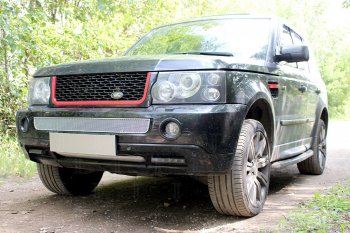 4 299 р. Защитная сетка в бампер (середина, ячейка 4х10 мм) Alfeco Премиум Land Rover Range Rover Sport 1 L320 дорестайлинг (2005-2009) (Хром)  с доставкой в г. Тольятти. Увеличить фотографию 2