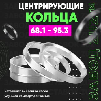 Алюминиевое центровочное кольцо (4 шт) ЗУЗ 68.1 x 95.3 JAC (Джак) J6 (Джей)  1 (2009-2017) 1 минивэн дорестайлинг, минивэн рестайлинг