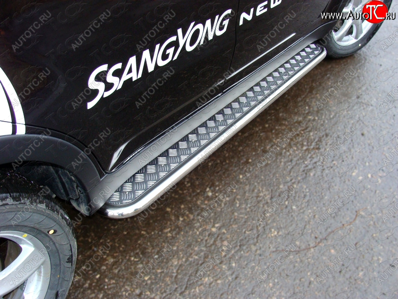 29 449 р. Пороги с площадкой 42,4 мм ТСС Тюнинг  SSANGYONG Actyon (2013-2021) рестайлинг (серые)  с доставкой в г. Тольятти