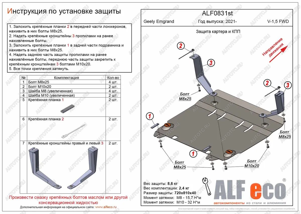 12 699 р. Защита картера и КПП (V-1,5 FWD) ALFECO Geely Emgrand SS11 (2021-2025) (алюминий)  с доставкой в г. Тольятти