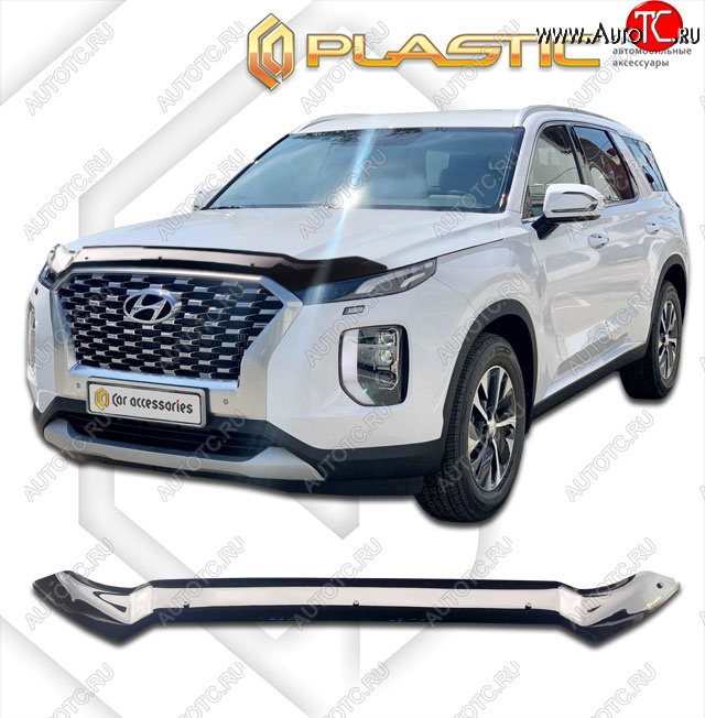 2 049 р. Дефлектор капота CA-Plastic  Hyundai Palisade  LX2 (2018-2022) (classic черный, без надписи)  с доставкой в г. Тольятти