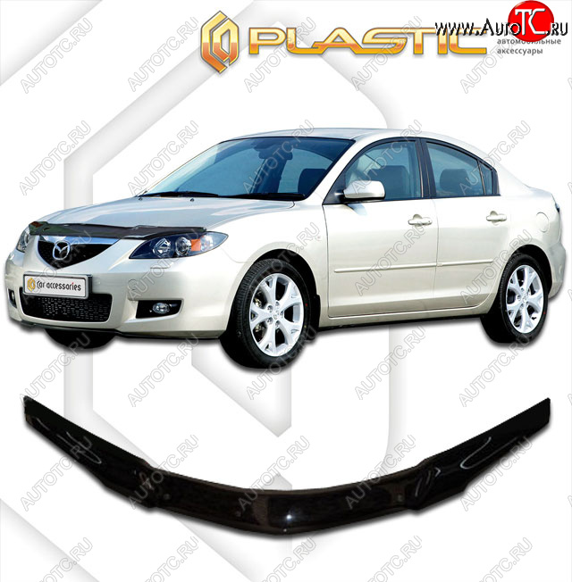 2 199 р. Дефлектор капота CA-Plastic Mazda 3/Axela BK дорестайлинг седан (2003-2006) (Classic черный)  с доставкой в г. Тольятти