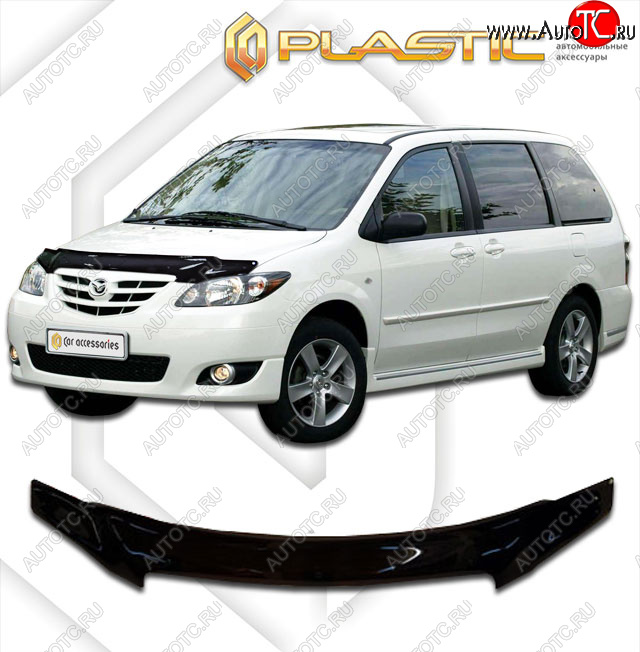 2 199 р.  Дефлектор капота CA-Plastic  Mazda MPV  LW (2003-2006) 2-ой рестайлинг (cерия Сlassic черный, без надписи)  с доставкой в г. Тольятти