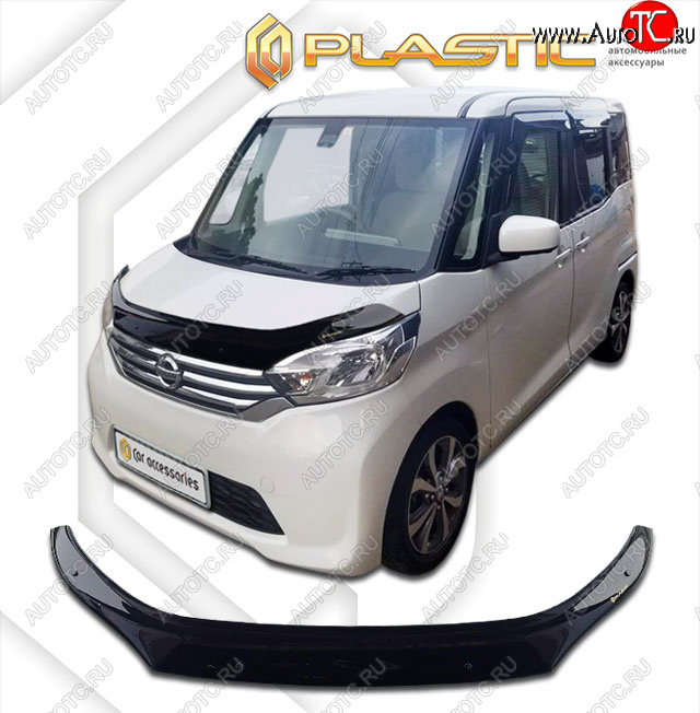 2 049 р. Дефлектор капота CA-Plastic  Mitsubishi eK Space  B11A (2014-2016) (classic черный, без надписи)  с доставкой в г. Тольятти