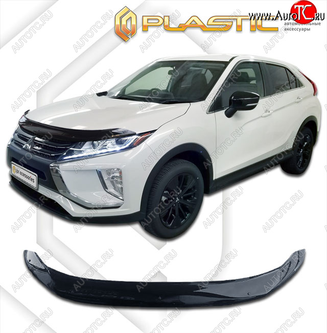 2 289 р. Дефлектор капота CA-Plastic  Mitsubishi Eclipse Cross  GK (2017-2021) дорестайлинг (cерия Сlassic черный, без надписи)  с доставкой в г. Тольятти