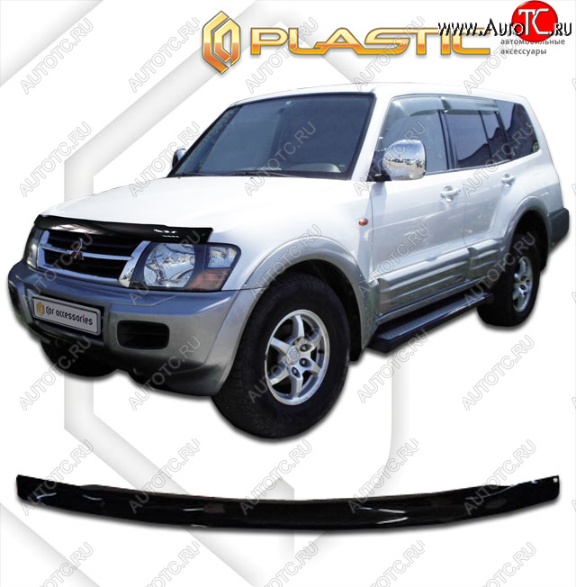 2 099 р. Дефлектор капота CA-Plastic  Mitsubishi Pajero  3 V60 (2003-2006) рестайлинг (cерия Сlassic черный, без надписи)  с доставкой в г. Тольятти