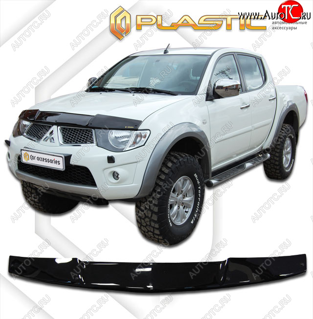 2 049 р. Дефлектор капота CA-Plastic  Mitsubishi Triton  KA/KB (2005-2015) Picap DoubleCab (classic черный, без надписи)  с доставкой в г. Тольятти