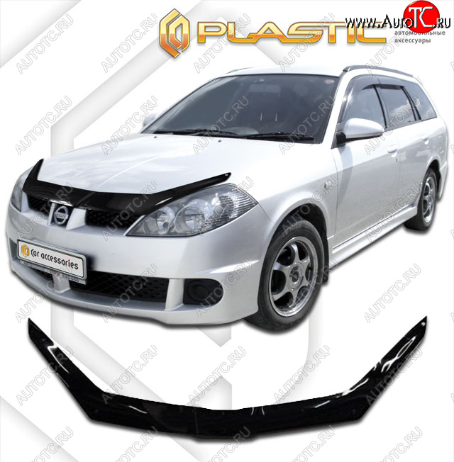 2 049 р. Дефлектор капота CA-Plastic  Nissan Wingroad  2 Y11 (2001-2005) рестайлинг универсал (classic черный, без надписи)  с доставкой в г. Тольятти