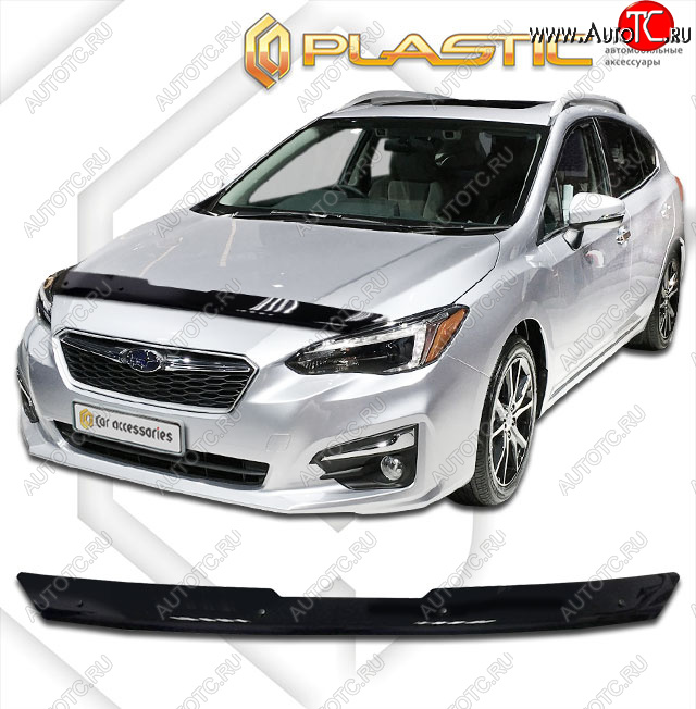 1 889 р. Дефлектор капота CA-Plastic  Subaru Impreza  GT (2016-2019) хэтчбэк дорестайлинг (classic черный, без надписи)  с доставкой в г. Тольятти