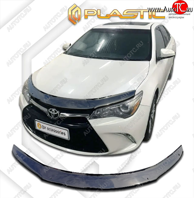 2 099 р. Дефлектор капота (USA) CA-Plastic  Toyota Camry  XV55 (2014-2018) 1-ый рестайлинг, 2-ой рестайлинг (classic черный, без надписи)  с доставкой в г. Тольятти