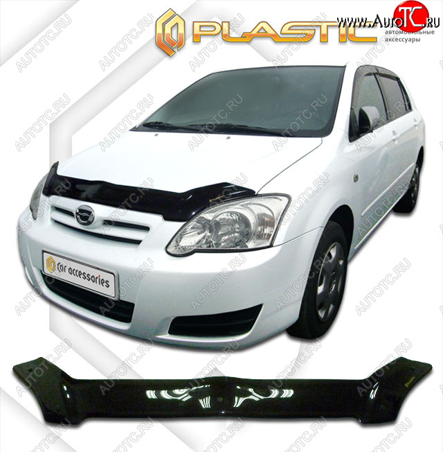 2 049 р. Дефлектор капота CA-Plastic  Toyota Corolla Runx  E120 (2004-2007) хэтчбэк 5 дв. 2-ой рестайлинг (classic черный, без надписи)  с доставкой в г. Тольятти