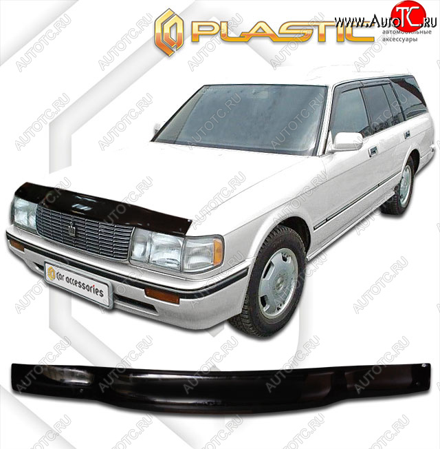 2 049 р. Дефлектор капота CA-Plastic  Toyota Crown  S130 (1991-1999) универсал 2-ой рестайлинг (classic черный, без надписи)  с доставкой в г. Тольятти