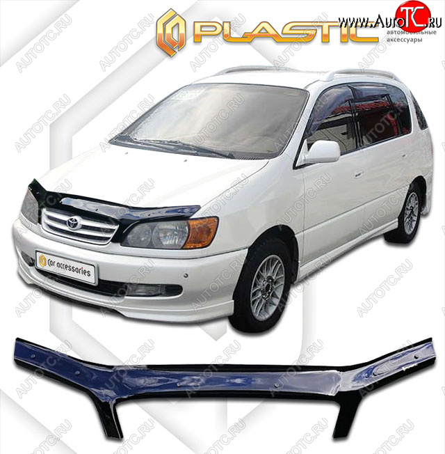 2 199 р. Дефлектор капота CA-Plastic  Toyota Ipsum  SXM10 (1998-2001) рестайлинг (classic черный, без надписи)  с доставкой в г. Тольятти