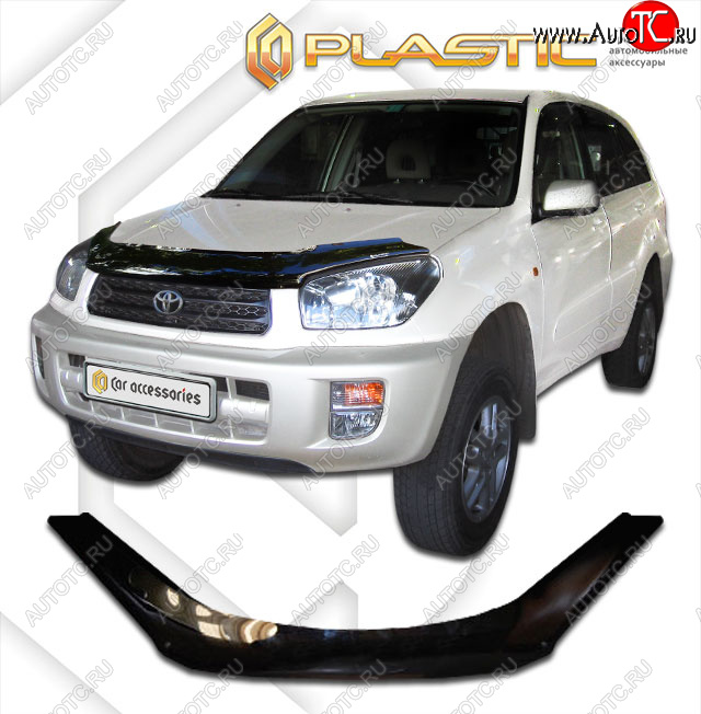 2 289 р. Дефлектор капота CA-Plastic  Toyota RAV4  CA20 (2000-2005) 3 дв. дорестайлинг, 3 дв. рестайлинг (classic черный, без надписи)  с доставкой в г. Тольятти