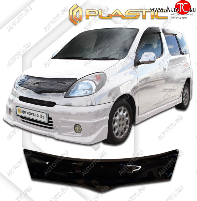 2 199 р. Дефлектор капота CA-Plastic  Toyota Yaris Verso  XP20 (1999-2006) дорестайлинг, рестайлинг (classic черный, без надписи)  с доставкой в г. Тольятти