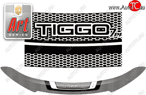 2 369 р. Дефлектор капота CA-Plastic  Chery Tiggo 7 PRO (2019-2025) (серия Art белая)  с доставкой в г. Тольятти