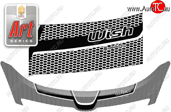 2 499 р. Дефлектор капота CA-Plastic  Toyota Wish  XE10 (2003-2005) дорестайлинг (серия ART белая)  с доставкой в г. Тольятти