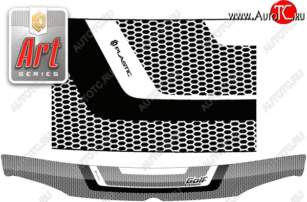 2 289 р. Дефлектор капота CA-Plastic  Volkswagen Golf  4 (1997-2003) (серия ART белая)  с доставкой в г. Тольятти