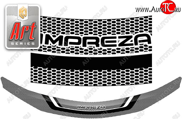 2 199 р. Дефлектор капота CA-Plastic  Subaru Impreza  GH (2007-2012) хэтчбэк (Серия Art черная)  с доставкой в г. Тольятти