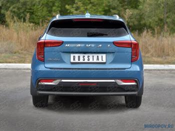 8 799 р. Защита заднего бампера d63 секции SLITKOFF Haval Jolion дорестайлинг (2020-2024) (нержавейка окрашенная в черный цвет)  с доставкой в г. Тольятти. Увеличить фотографию 1