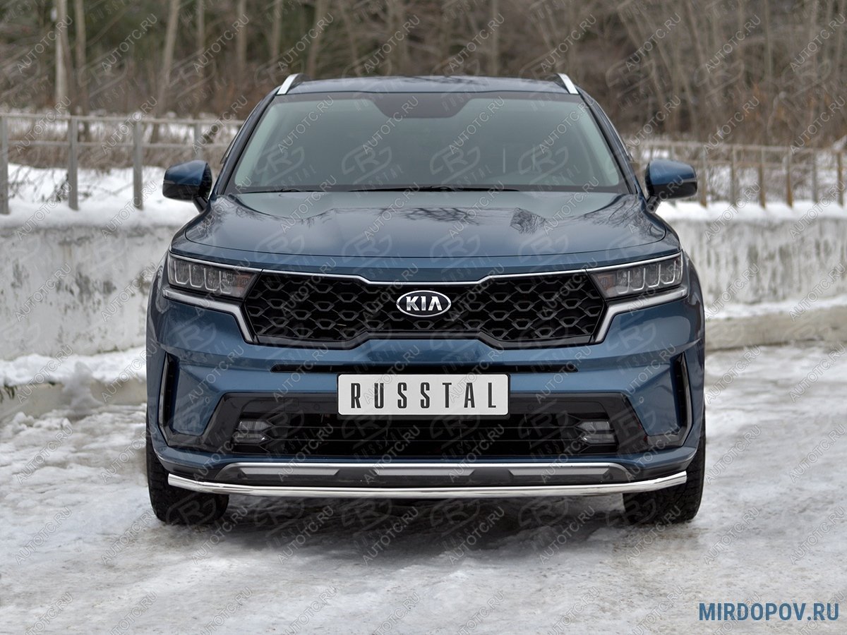 11 199 р. Защита переднего бампера d42 секции SLITKOFF KIA Sorento MQ4 (2020-2022) (нержавейка полированная)  с доставкой в г. Тольятти