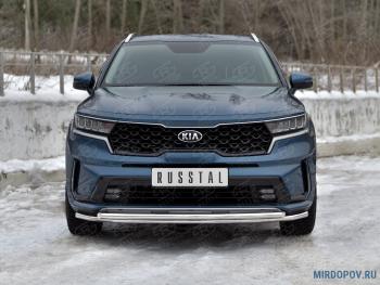 Защита переднего бампера d42 секции-d42 дуга SLITKOFF KIA Sorento MQ4 (2020-2022) ()