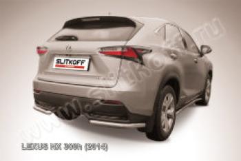 9 849 р. Защита заднего бампера уголки d57 Slitkoff  Lexus NX300h  Z10 (2014-2017) дорестайлинг (нержавейка полированная)  с доставкой в г. Тольятти. Увеличить фотографию 1