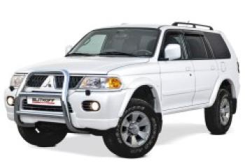 Защита переднего бампера кенгурятник d57 высокий Slitkoff Mitsubishi Pajero Sport PA рестайлинг (2004-2008)