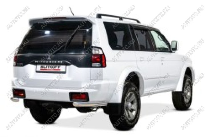 7 349 р. Защита заднего бампера уголки d57 Slitkoff  Mitsubishi Pajero Sport  PA (2004-2008) рестайлинг (нержавейка полированная)  с доставкой в г. Тольятти