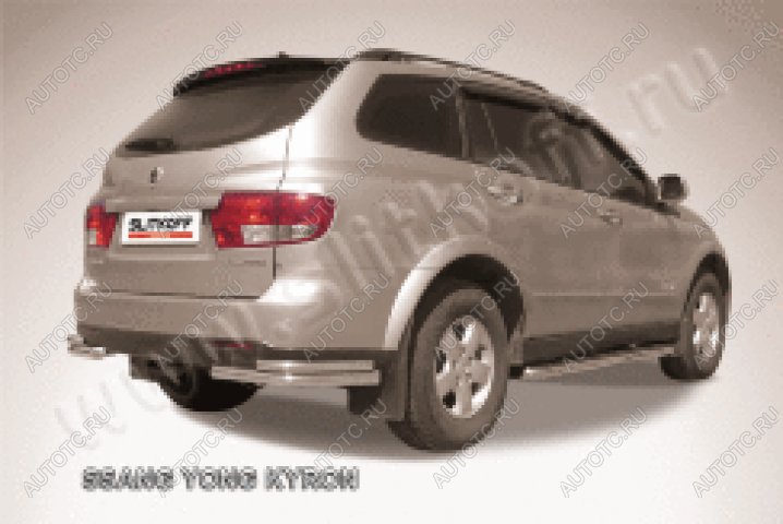 9 999 р. Защита заднего бампера уголки d57+d42 двойные Slitkoff SSANGYONG Kyron рестайлинг (2007-2016) (нержавейка полированная)  с доставкой в г. Тольятти