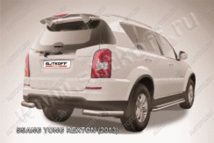 10 449 р. Защита заднего бампера уголки d76 Slitkoff SSANGYONG Rexton Y290 (2012-2017) (нержавейка полированная)  с доставкой в г. Тольятти