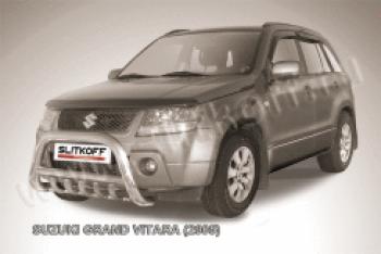 Защита переднего бампера кенгурятник d76 низкий с защитой картера Slitkoff Suzuki Grand Vitara JT 5 дверей дорестайлинг (2005-2008)