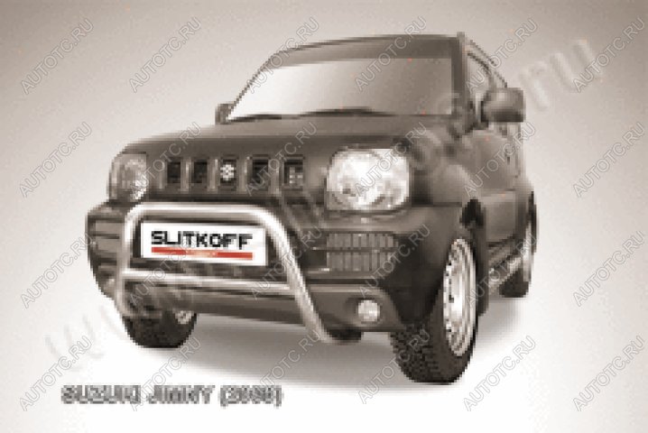 24 449 р. Защита переднего бампера кенгурятник d57 низкий Slitkoff Suzuki Jimny JB23/JB43 дорестайлинг (1998-2001) (нержавейка полированная)  с доставкой в г. Тольятти