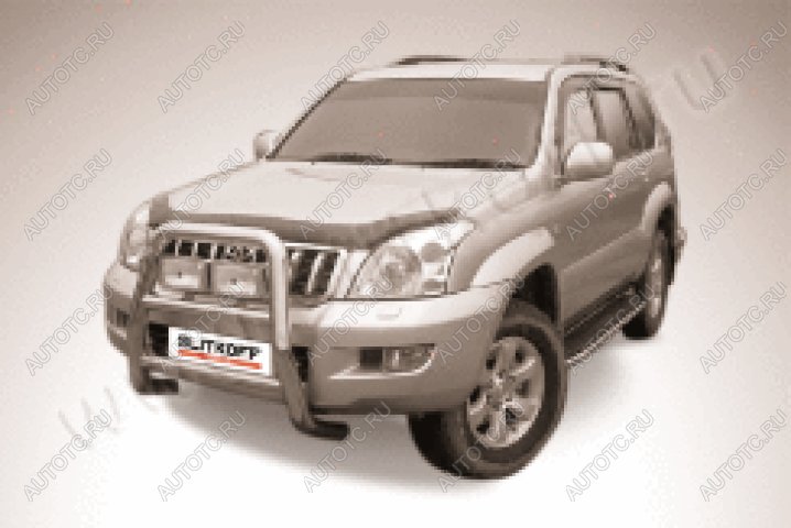 32 999 р. Защита переднего бампера кенгурятник d76 высокий Slitkoff Toyota Land Cruiser Prado J120 (2002-2009) (нержавейка полированная)  с доставкой в г. Тольятти