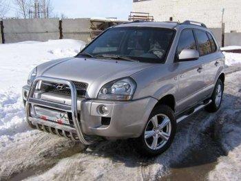 Защита переднего бампера кенгурятник d57 высокий Slitkoff Hyundai Tucson JM (2004-2010)