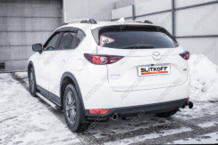 4 999 р. Защита заднего бампера уголки d57 Slitkoff Mazda CX-5 KF (2016-2025) ( Сталь с полимерным покрытием в цвет черный)  с доставкой в г. Тольятти