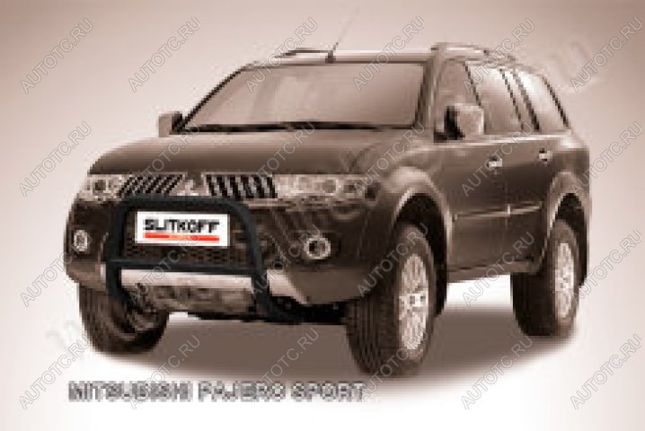 16 899 р. Защита переднего бампера кенгурятник d57 низкий Slitkoff Mitsubishi Pajero Sport PA рестайлинг (2004-2008) ( Сталь с полимерным покрытием в цвет черный)  с доставкой в г. Тольятти