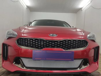 3 999 р. Защитная сетка в бампер (низ, ячейка 3х7 мм) Alfeco Стандарт KIA Stinger (2017-2025) (Хром)  с доставкой в г. Тольятти. Увеличить фотографию 4