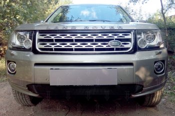 Защитная сетка в бампер (бензин, низ, ячейка 3х7 мм) Alfeco Стандарт Land Rover Freelander L359 1-ый рестайлинг (2010-2012) ()