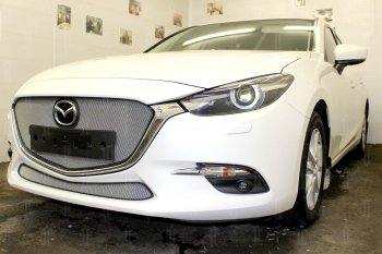 3 589 р. Защитная сетка в бампер (низ, ячейка 3х7 мм) Alfeco Стандарт Mazda 3/Axela BM рестайлинг седан (2016-2019) (Хром)  с доставкой в г. Тольятти. Увеличить фотографию 4