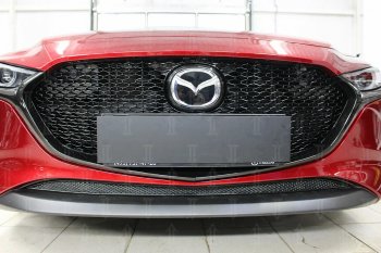 3 779 р. Защитная сетка в бампер (низ, ячейка 3х7 мм) Alfeco Стандарт Mazda 3/Axela BP хэтчбэк (2019-2025) (Чёрная)  с доставкой в г. Тольятти. Увеличить фотографию 2